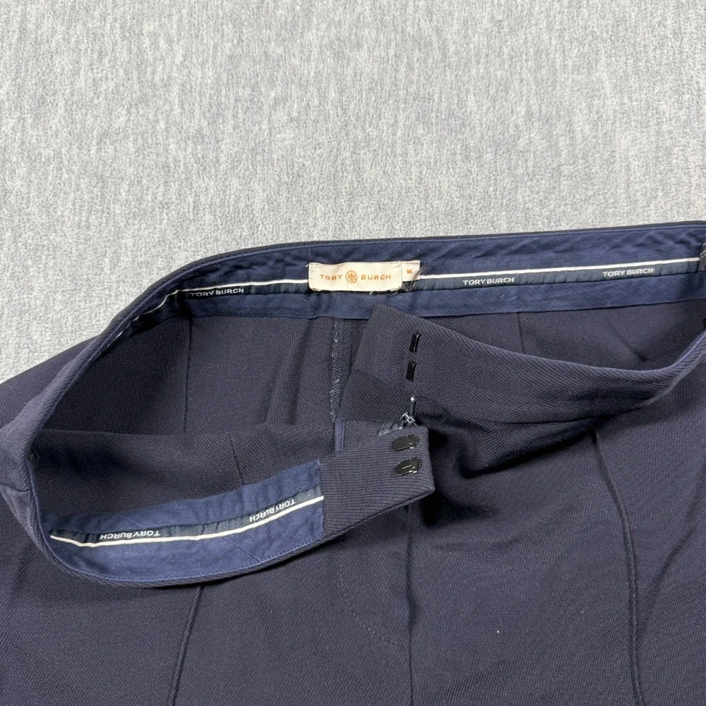 Tory Burch Pants Womens 16 Blue Straight Leg Dress Trousers Crease Front Elastic